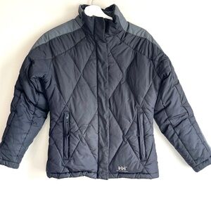 Helly Hansen black down puffer jacket women XS quilted full zip pockets warm
